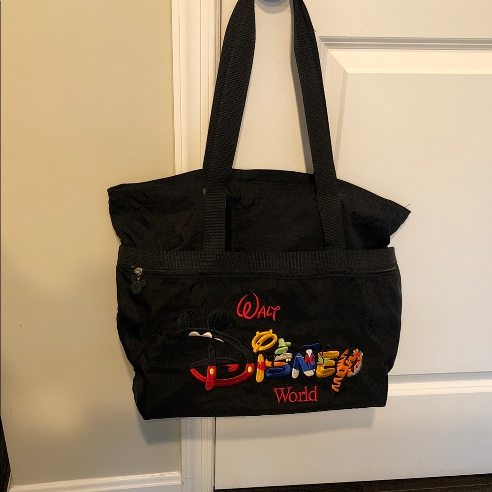 Vintage Disney Black Embroidered Disney World Tote